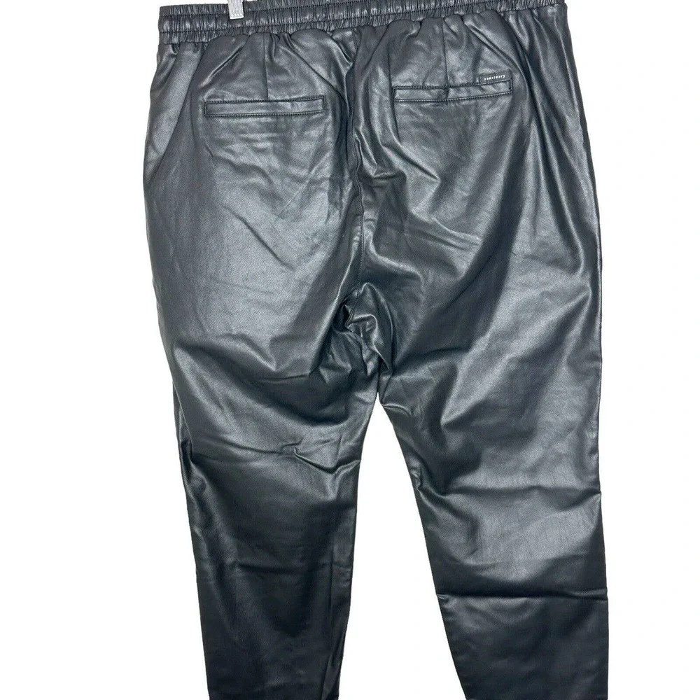 NWT Sanctuary Womens East Coast Utility Vegan Leather Pants 2X Drawstring‎ Black